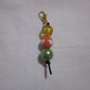 Orange and Green Beaded Keychain | Bag Charm.